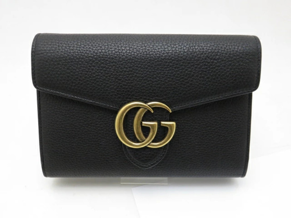 Gucci Bag Shoulder GG Marmont Chain Wallet Embossed